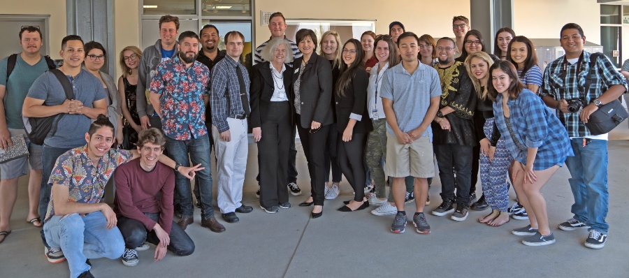 Students from Logos magazine, the Clarion newspaper and the Citrus College journalism program joined faculty advisors Patrick Schmiedt and Meg O'Neil at an April reception celebrating their accomplishments. Photo courtesy Kevin Alvarez.