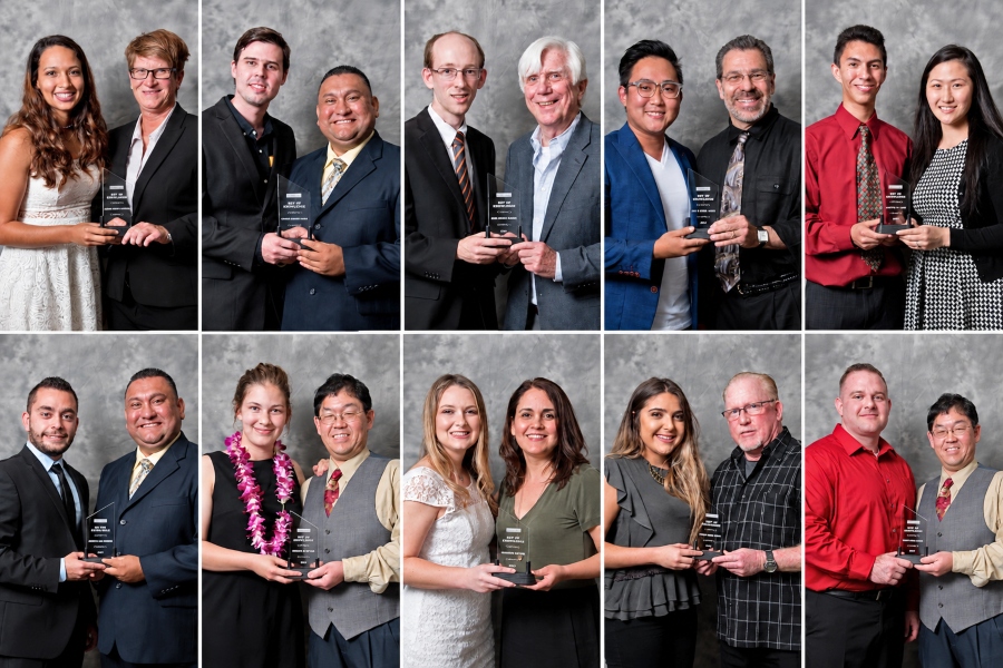 ten 2017 keys of knowledge award recipients pictured with their presenting faculty mentors