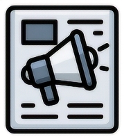 newspaper with a megaphone icon